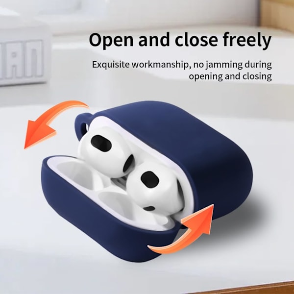 Skyddande Fodral för AirPods 4 (2024), Midnattsblå, med Karabinhållare Midnight Blue