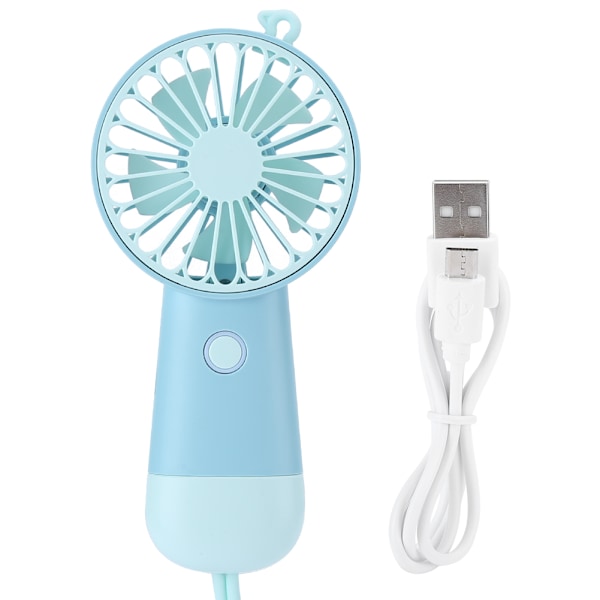 Handhållen USB Mini Fläkt 3 Hastigheter Uppladdningsbar Portabel Luftkylare med LED-Lampa för Hemmet Utomhus Blå