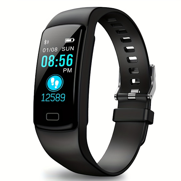 Smartklocka, Fitness Tracker, Aktivitetsmätare Sömnmonitor med IP68 Vattentät, Hälsoträning Fitness Watch Stegräknare Stegräknare Gå Black Black
