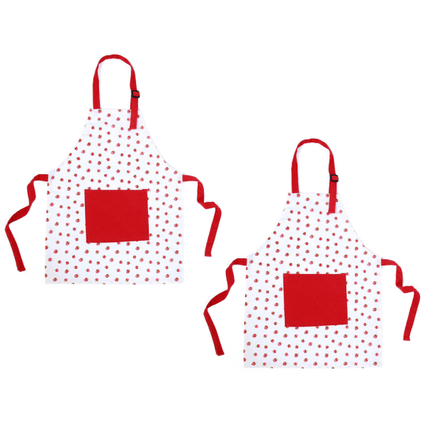 Barnförkläde med ficka Barn Justerbart Kock-röd