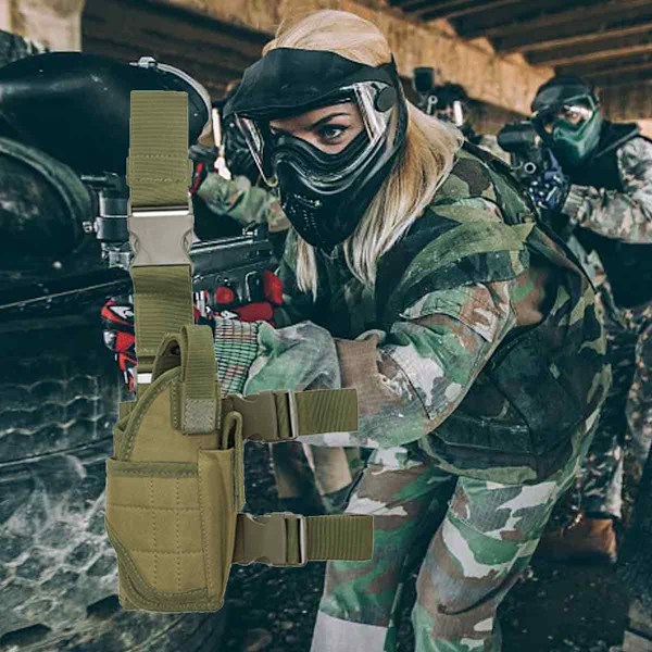 Benhölster, Taktiskt Lårpistolhölster, Justerbart Högerhands Lårhölster för Män, Benhölster Military Green