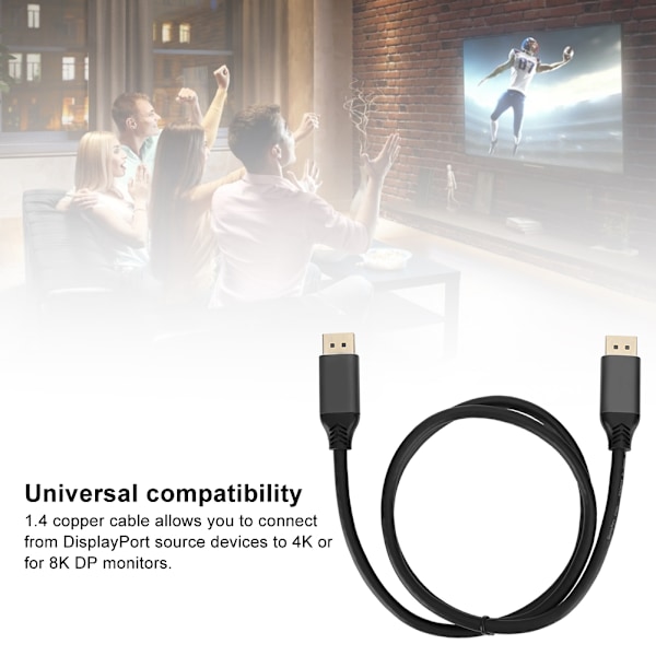 1.4 Hane till Hane DP till Hane till Hane DP Kabel Tråd för 8K Universell Kompatibilitet (1M)