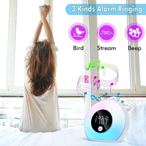 Ljus väckarklocka med Bluetooth högtalare, väckarklocka barn