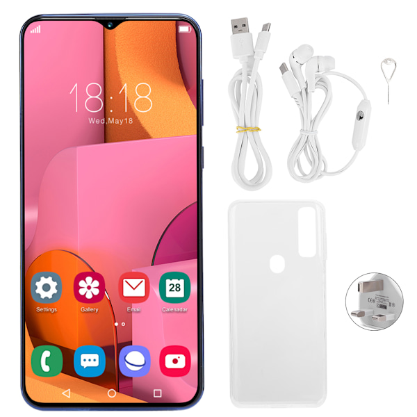 6.7IN 1440X3040 Fingeravtrycksupplåsning Dubbla SIM-kort Dubbla Standby Smartphone 100‑240V 8+256GBUK