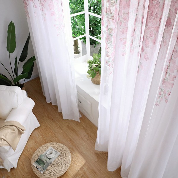 Polyester fönstergardin Valances Voile sovrum vardagsrum inredning (rosa)