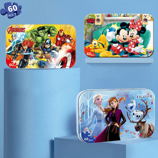 Pussel för barn 4-8 år, 60 delar Frozen Pussel Leksaker för flickor och pojkar, Utbildande Pussel Leksaker - Anna, Olof och Elsa Leksaker