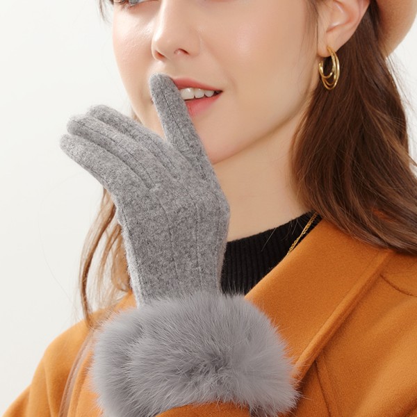 Winter Warm Touch Screen Handskar Knit Wool Fleece-svart