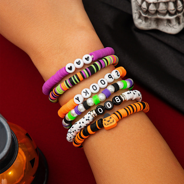 Halloween Armband Spöke Pumpa Växelberlock Armband Gåvor Stretch Pärlarmband för Kvinnor Style 1