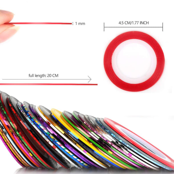 32 färger Nail Striping Tape Line , Multicolor Rolls Striping Tape Line Nail Art Dekoration Sticker DIY Nail Tip