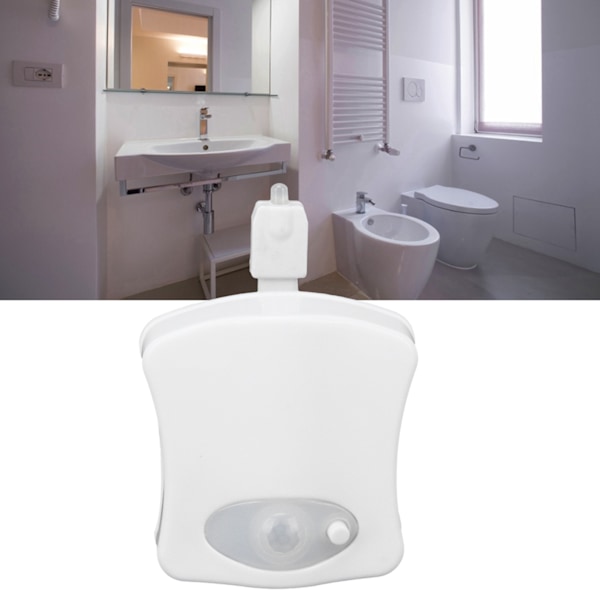 Toalettlampa med Rörelsesensor, Vattentätt Flexibelt PVC-fäste Anpassningsbart till Alla Toaletter, Automatisk På/Av Nattlampa för Badrum, 8 Färgers LED