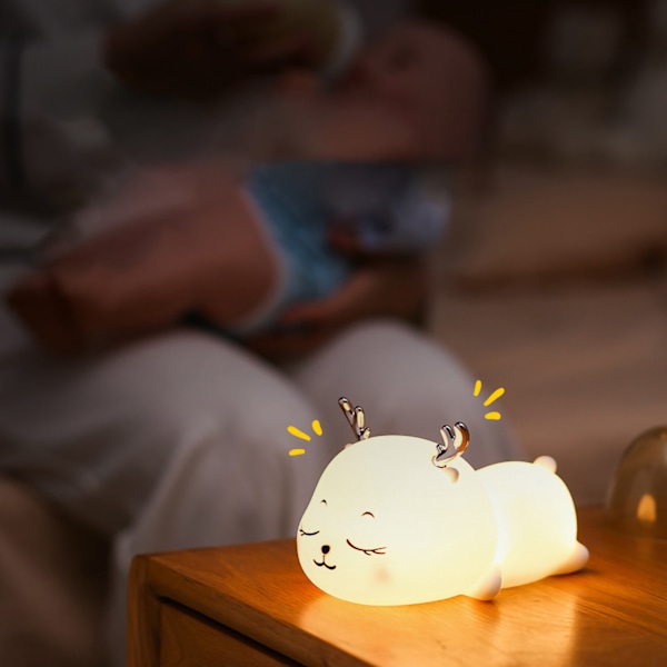 Söt Squishy Djur Nattlampa För Barnrum, Dimbar LED Anklampa Med Tryck Interaktiv Strömbrytare, Portabel Trådlös Nattlampa För Sovrum