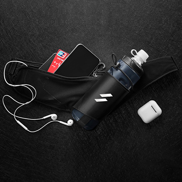Hydration Löparbälte, Multifunktionell Vattentät Midjeväska i Polyester med Reflexdesign för Säkra Utomhusaktiviteter, Justerbar från 25 tum till
