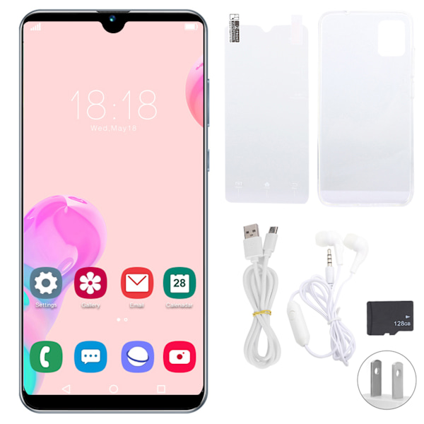 S21U Ansiktsigenkänning 6.26in Fullskärm Dubbla Kort Dubbel Standby Smartphone 1+8G 100240V Grå med Minneskort (US)
