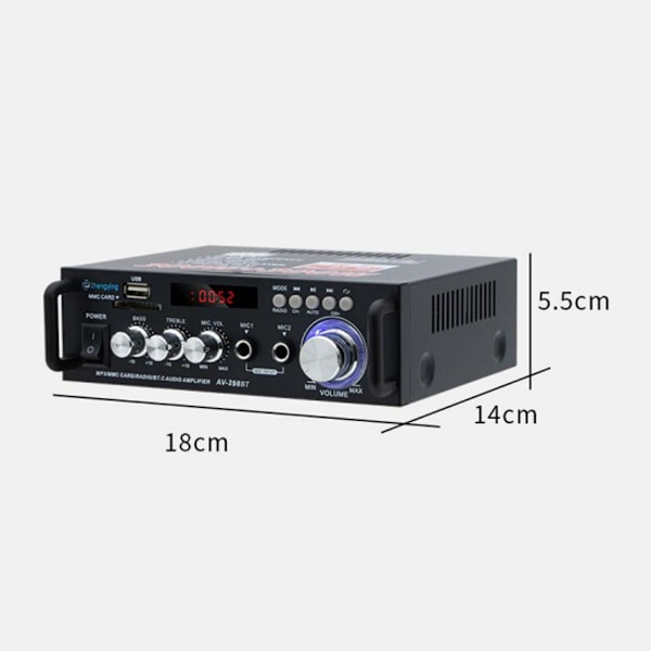 Kompakt HiFi Stereo Förstärkare, Bas & Diskantkontroll för Personligt Ljud & FM-funktion för Varierande Lyssning