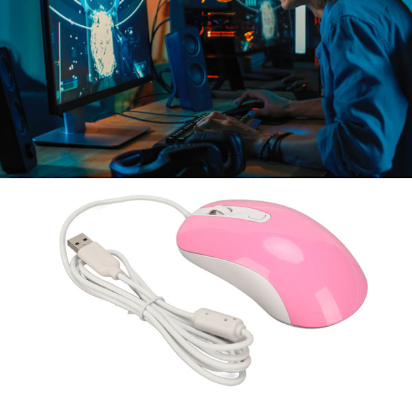 Trådbunden Gamingmus RGB Bakgrundsbelyst 3500DPI 4 Knappar Ergonomisk Design Trådbunden Datormus Rosa