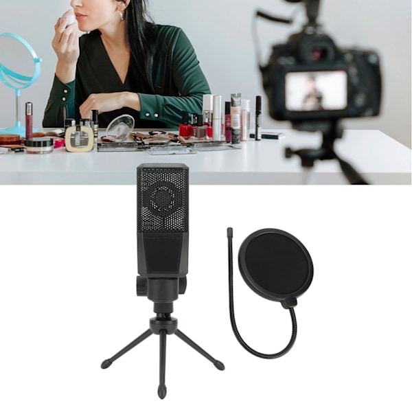 Bärbar kondensatormikrofon, flexibel svanhalsdesign för exakt positionering och mångsidighet i olika inspelningsmiljöer