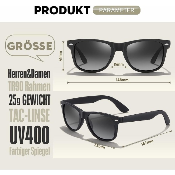 Sonnenbrille-Herren-Damen-Polarisiert-Rechteckig-Sonnenbrillen Unisex Retro Klassische Vintage Polarisierte Brille UV400 Schutz Klassiska solglasögon