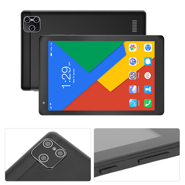 8 tums barnplatta 2G RAM 32G ROM 5G WIFI Dual Band Samtalsplatta PC för Android 10 EU-kontakt 100‑240V Svart EU-kontakt