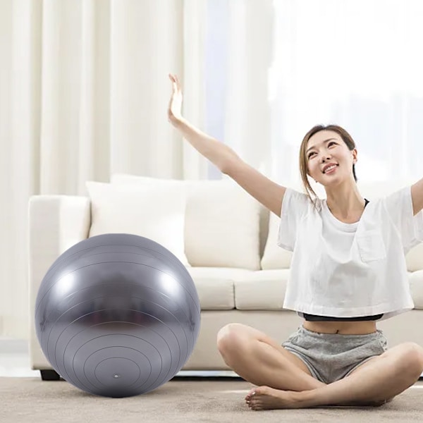 Mjuk träningsboll, Anti-Burst Yogaboll Stolstöd, Stabilitet Swiss Ball med Pump för Graviditet Förlossning, Träning, Workout, Fitness, Balans, grey