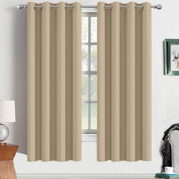 Mörkläggningsgardiner 137 cm långa 2 paneler för sovrum vardagsrum Enfärgade rumsmörkläggande Värmeisolerade Ljudisolerade Energibesparande Öljetter Upptill Fönster Style 4