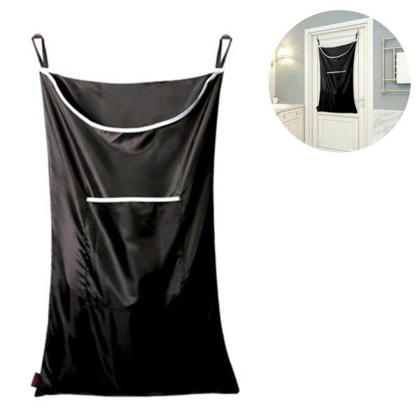 Slitstark Oxford-väska tvättpåse, tygkorg över dörren med krokar, för badrum, förvaring, vägg, garderob, 75x50 cm