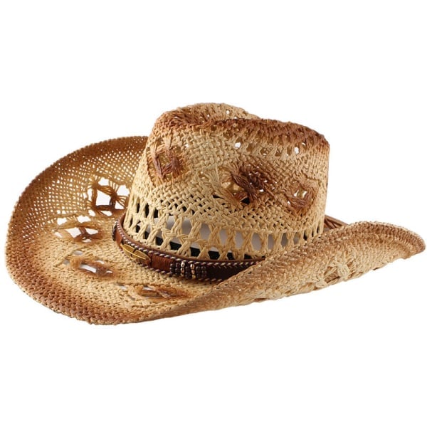 Halm cowboyhatt för kvinnor och män med Shape-It brätte, västerländsk cowboyhatt