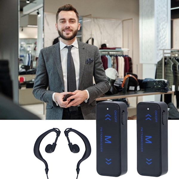 1 Par Mini Radio Walkie Talkie Ultratunn 2-Vägsradio Hörsnäcka för Stormarknader Köpcentrum Hotell