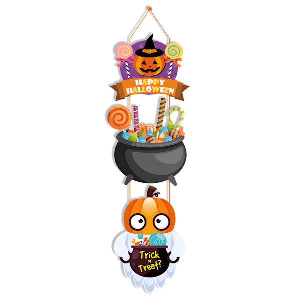 Halloween Dörrskylt Bus eller Godis Spöke Hängande Trä Väggdekoration Dörrkrok Höst Konstdekoration Style 2
