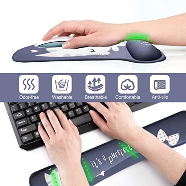 Miljövänlig Musmatta för Gaming, Långsam Återhämtning Memory Sponge Halkfri Gummibas Ergonomiskt Handledsstöd (7.95In X 9.92In)