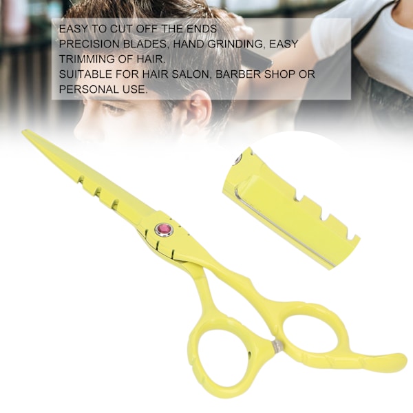 15 cm Rostfria Saxar Skägg Frisörsax Trimsax Klippare för Hemmasalong Barberare Gul