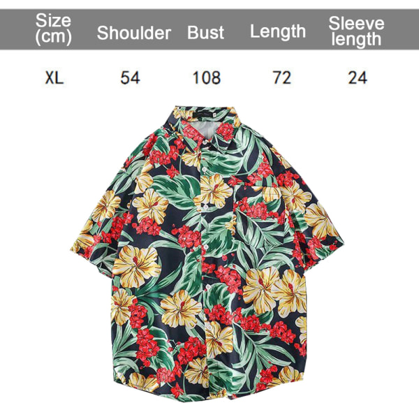 Vanlig kortärmad casual för män, vintage med printed strandskjorta sommartopp