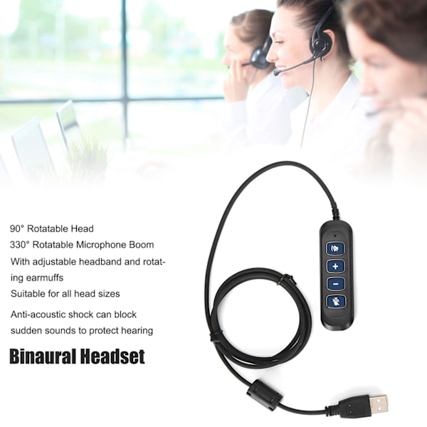 H901 USB-kontakt QD-kabeladapter Justerbar Volym Callcenter Headset Adapter för 3,5 mm Headset Utrustning Blå