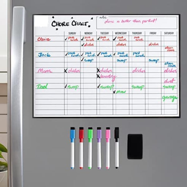 Dry-Erase kalender – magnetisk kalender för kylskåp – månatlig kylskåpskalender, whiteboard med extra tjock magnet (månad, vecka och dag)