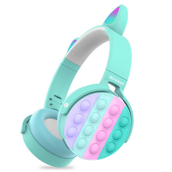 Bluetooth On-Ear hörlurar med popbubblor, färgglada stereo trådlösa Bluetooth headset för mobiltelefon Tablet PC, hopfällbar justerbar för skolresor