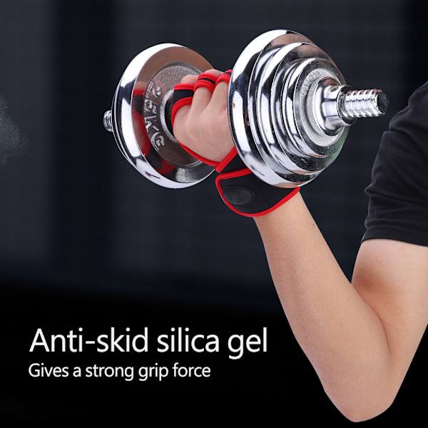 1 Par Halkskyddande Sport Viktlyftning Halvfinger Skydd Gymhandskar (Röd, L)