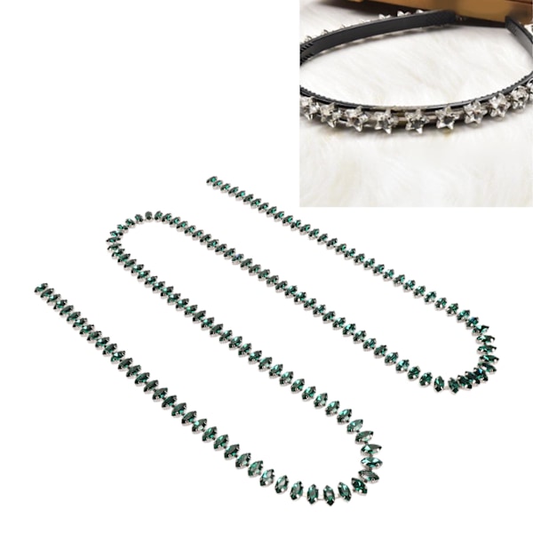 Strass Klo Kedja 1 Yard Lång Glittrande Elegant Mångsidig Strassremsa för Smycken Kläder DIY Grön