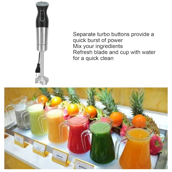 Stavmixer, handhållen mixer i rostfritt stål med variabel hastighetskontroll för att mixa frukt, barnmat och soppor