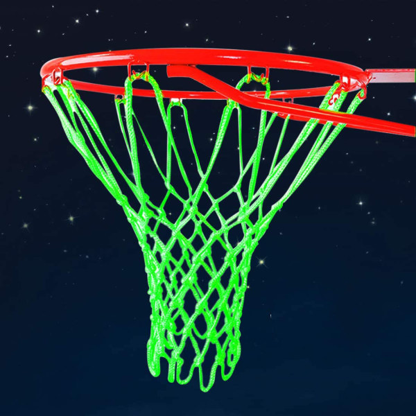 Basketfälgnät Utomhussporter Glow in The Dark Nylon Basketbågenät Allväder Tjock Standard Basketnät