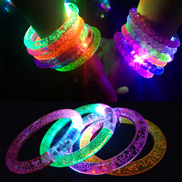 Lysande festfavör, högkvalitativt PVC-material, självlysande LED-armband med justerbar storlek, giftfria vattentäta blinkande lägen för