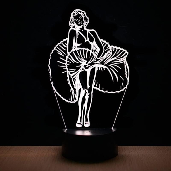 Marilyn Monroe lampa 3D Illusion Night Light, Fjärrkontroll T