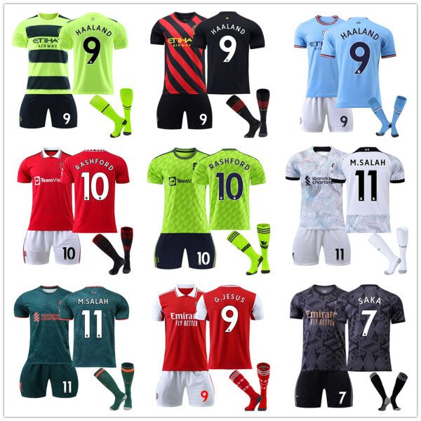 Nya Pojkar Barn Barn Fotboll Kit Kort Skjorta Socka Set Fotboll liverpool away kit #11 24/(8-9 years)