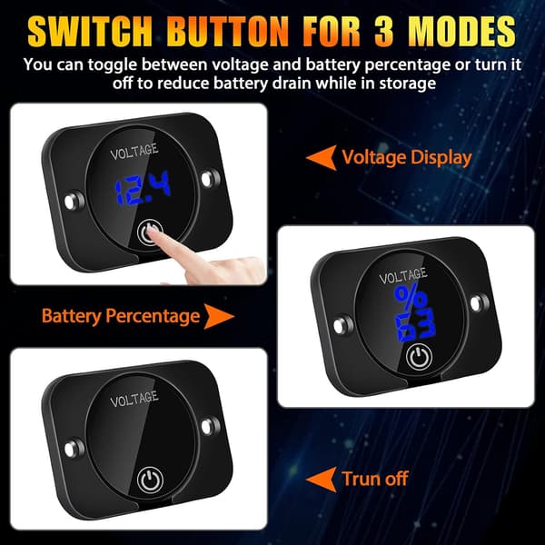 DC 12V 24V LED Digital Voltmeter Vanntett Spenningstester for Bil