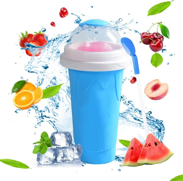 Knå Frys Smoothie Cup Sommer Slush Cup (blå) Blå med lock