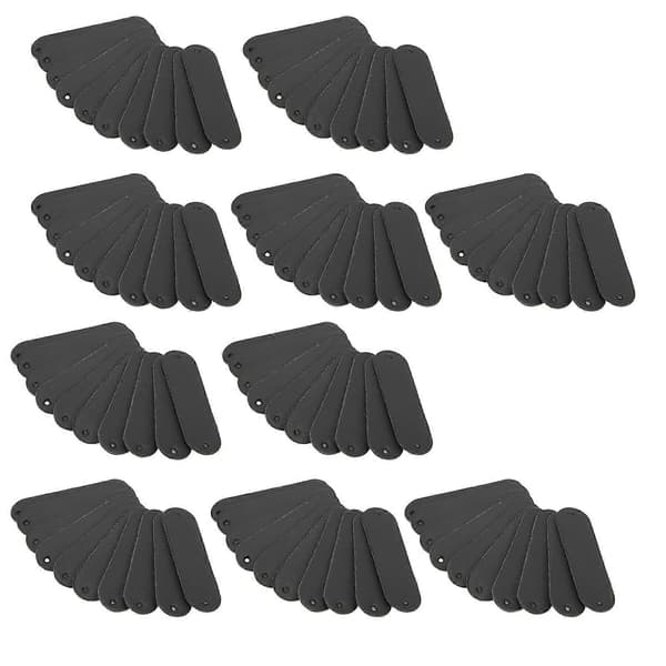 100 stk hekkelapper 4,5x1,2 cm 2 hull PU-skinnmerke Praktisk pynt DIY-tilbehør Svart