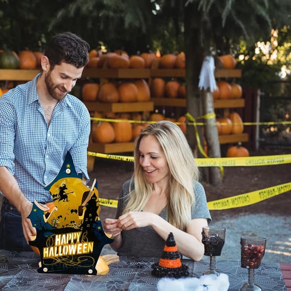 Halloween nattlys dekorasjon rekvisitter, LED lys dekorasjoner, (slott gul)