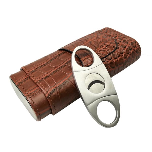3 rör cigarrfodral krokodilmönster läder cigarrhumidor cigarrlåda