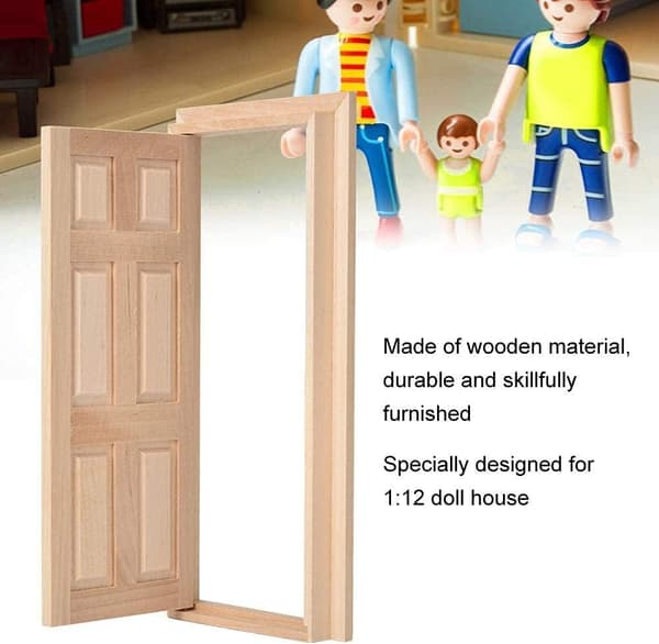 1:12 Trädörr Miniatyr Simulering Dockhus DIY Dockor Möbler