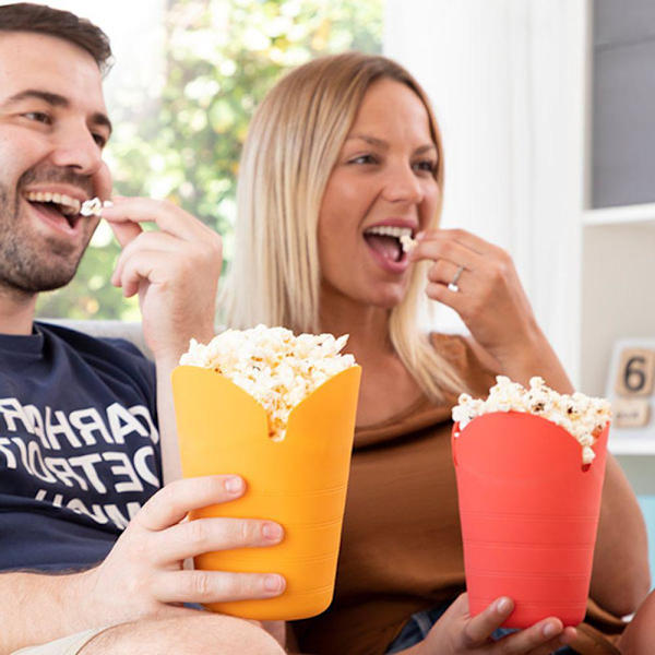 2x Sammenleggbare Popcornskåler til Mikrobølgeovn red