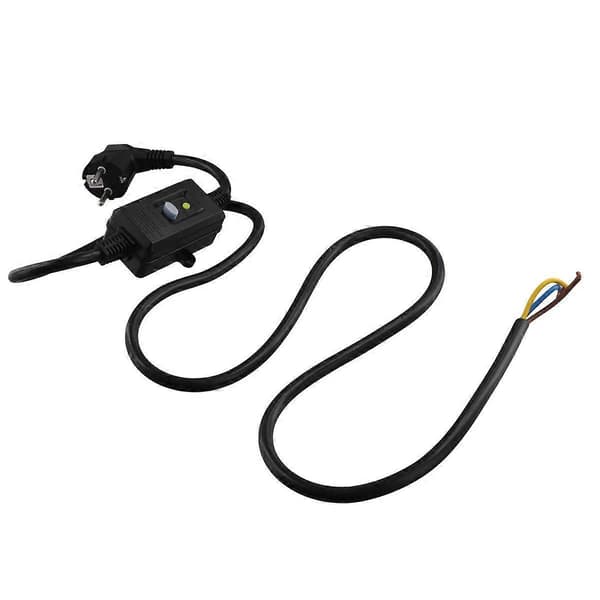 FI-afbryderstik med kabel, personlig beskyttelsesadapter EU-stik sort
