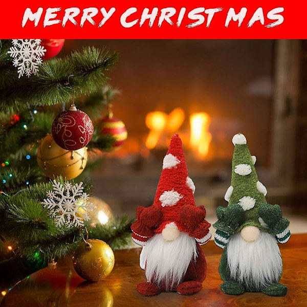 Håndlaget håndlaget juledokke, julenisse i plysjdukker Anheng juletrepynt Gaveinnredning, Santa Santa Santa Rudolph Face Stoff Dan